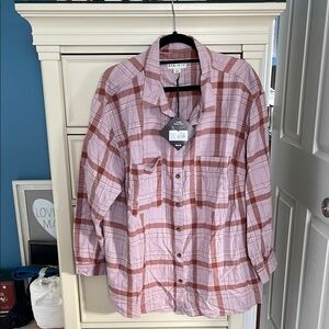 Ava & Viv Pink Plaid Button Down Shirt